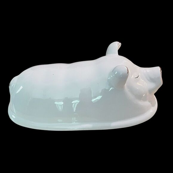 Adorable Vintage Piglet Butter Dish – Hand-Painted 2-Piece Farmyard Collection - Picture 5 of 10